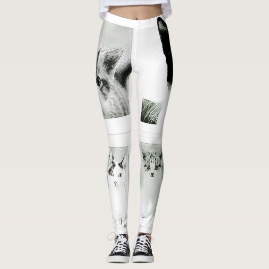Katzen und Kätzchen Collage Funky Leggings (Vorderseite)