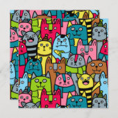 Katzen und Kätzchen Einladung (Vorne/Hinten)