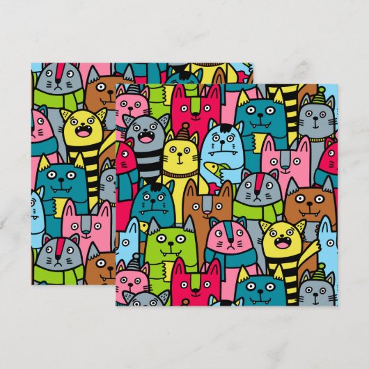 Katzen und Kätzchen Einladung (Vorne/Hinten)