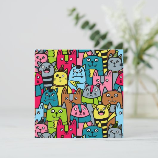 Katzen und Kätzchen Einladung (Stehend Vorderseite)