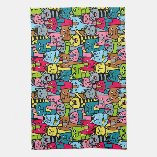 Katzen und Kätzchen Geschirrtuch (Vertikal)