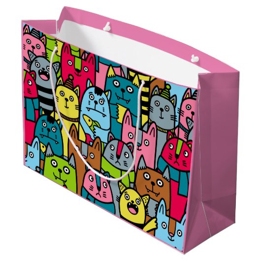 Katzen und Kätzchen Große Geschenktüte (Rückseite Schrägansicht)