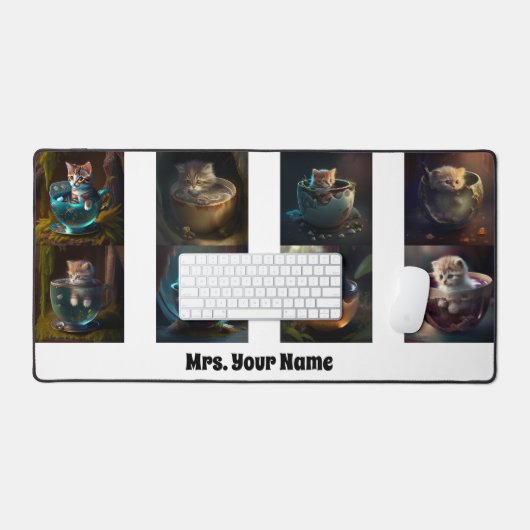 Katzen und Kätzchen in einem Teacup, Schreibtischunterlage (Tastatur & Maus)