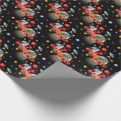 Katzen und Kätzchen in UFOs Raumschiffen fliegende Geschenkpapier (Ecke)