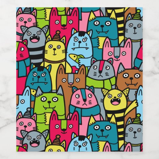 Katzen und Kätzchen Weinetikett (Einzelnes Label)