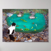 Katzen und Koi Fish Kunstdrucke. Geschenk für Katz Poster (Vorne)