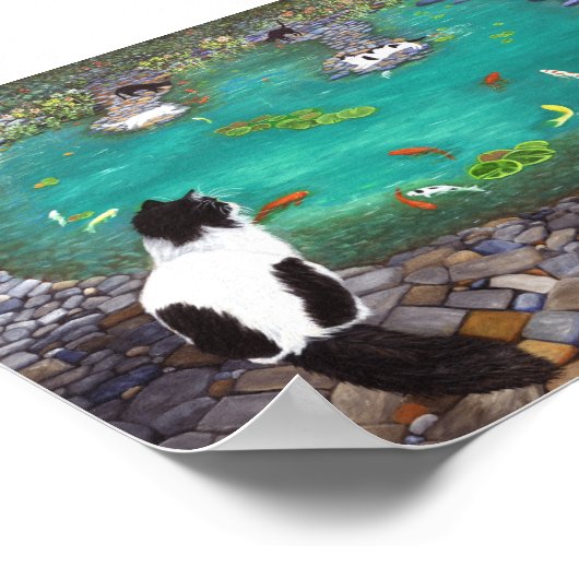 Katzen und Koi Fish Kunstdrucke. Geschenk für Katz Poster (Ecke)