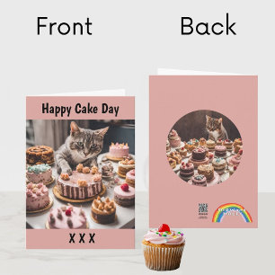 Katzen und Kuchen Geburtstagsfeiern Niedliche Katz Karte