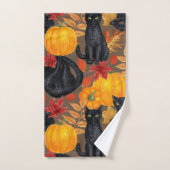 Katzen und Kürbis 2 Badhandtuch Set (Handtuch)