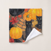 Katzen und Kürbis 2 Badhandtuch Set (Waschlappen)