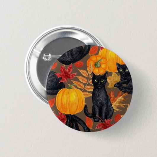 Katzen und Kürbis 2 Button (Vorne & Hinten)