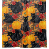 Katzen und Kürbis 2 Duschvorhang (Vorderseite)