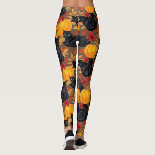 Katzen und Kürbis 2 Leggings (Rückseite)