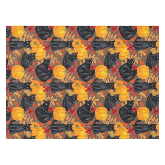 Katzen und Kürbis 2 Tischdecke (Vorderseite (Horizontal))
