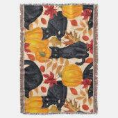 Katzen und Kürbis Decke (Vorderseite Vertikal)