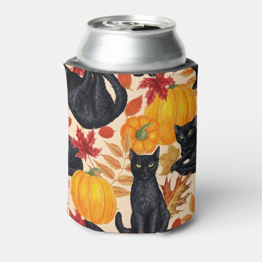 Katzen und Kürbis Dosenkühler (Kanne Rückseite)