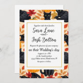 Katzen und Kürbis Einladung (Vorne/Hinten)