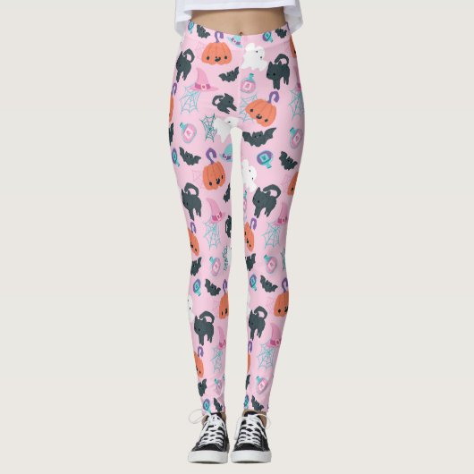 Katzen und Kürbis Halloween Leggings (Vorderseite)