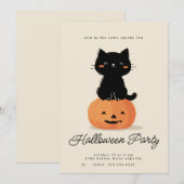 Katzen- und Kürbis-Halloween-Party Feiertagskarte (Vorne/Hinten)
