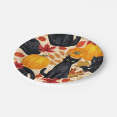 Katzen und Kürbis Pappteller (Schrägansicht)