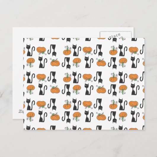 Katzen und Kürbis-Postkarte Postkarte (Vorne/Hinten)