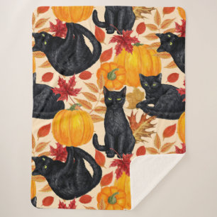 Katzen und Kürbis Sherpadecke