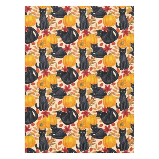 Katzen und Kürbis Tischdecke (Vorderseite)