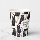 Katzen und Kürbiscreen für benutzerdefinierte Hall Pappbecher (Rückseite)