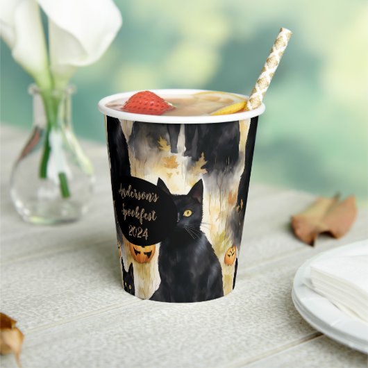 Katzen und Kürbiscreen für benutzerdefinierte Hall Pappbecher (In Situ)