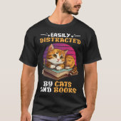 Katzen- und Lesefächer Bücherbuch T-Shirt (Vorderseite)