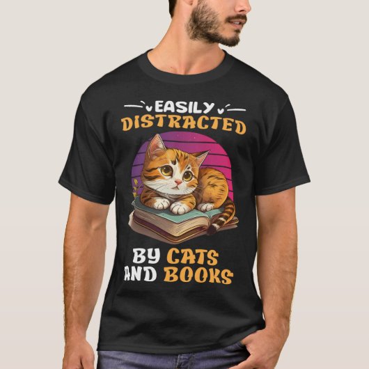 Katzen- und Lesefächer Bücherbuch T-Shirt (Vorderseite)