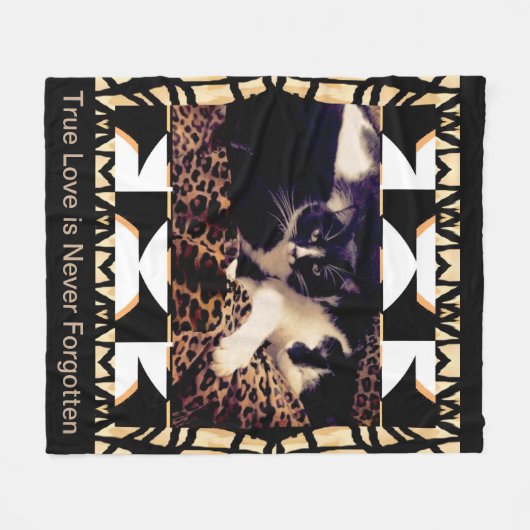 KATZEN und LIEBE auf Schwarzem/Brown/Weiß Fleecedecke (Vorderseite (Horizontal))