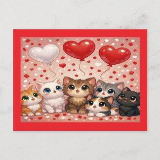 Katzen und Luftballons Hochzeitsverlobungsanzeige Ankündigungspostkarte