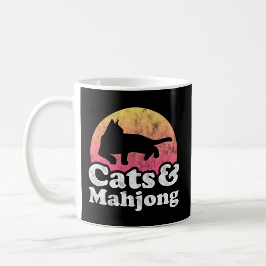 Katzen und Mahjong-Männerkatzen Kaffeetasse (Links)