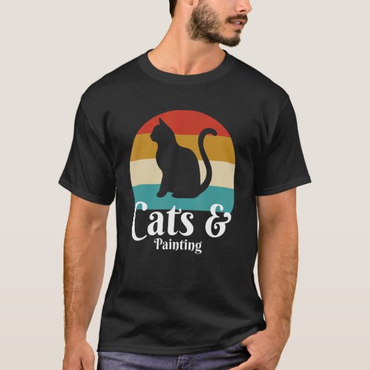 Katzen und Malerei T-Shirt (Vorderseite)
