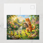 Katzen- und Mäuse-Garten-Wasserspaß Postkarte (Vorne/Hinten)