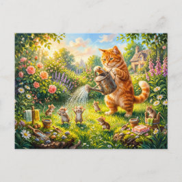Katzen- und Mäuse-Garten-Wasserspaß Postkarte