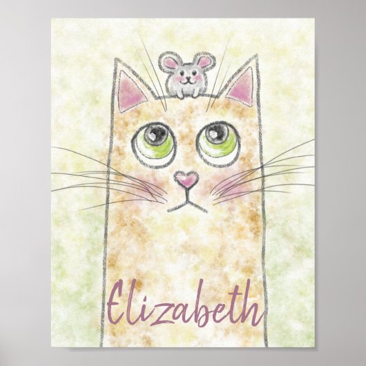 Katzen- und Mausillustrierung Poster (Vorne)