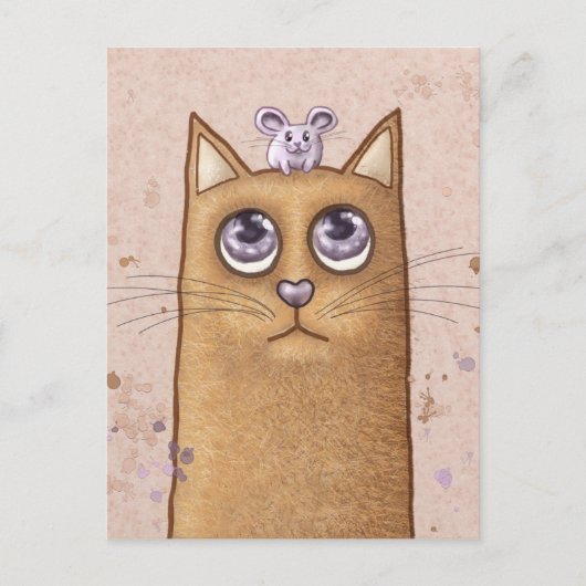 Katzen- und Mausillustrierung Postkarte (Vorderseite)