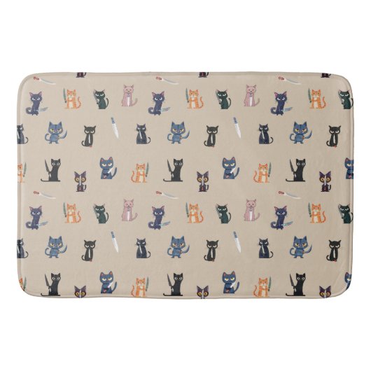 Katzen und Messer Bath Mat Badematte (Vorderseite)
