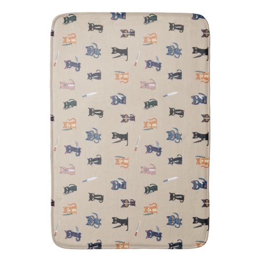 Katzen und Messer Bath Mat Badematte (Vorderseite Vertikal)