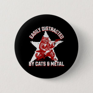 Katzen und Metalllüfter Metalhead Heavy Rock Star Button