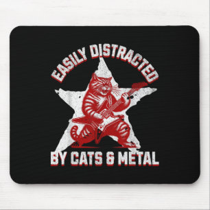 Katzen und Metalllüfter Metalhead Heavy Rock Star Mousepad