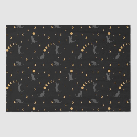 Katzen und Mondphasen Seidenpapier (Vorderseite)