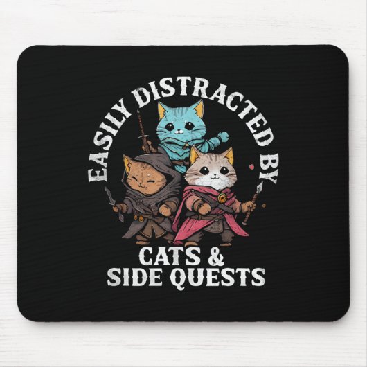 Katzen und Nebenquests Fantasy Gamer Katze Design Mousepad (Vorne)
