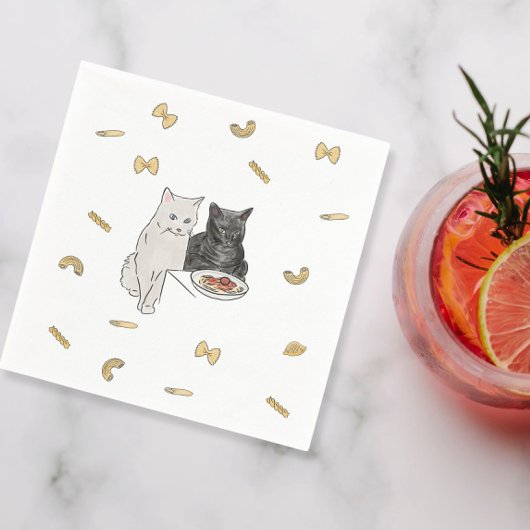 Katzen und niedliche Pasta Serviette