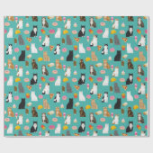 Katzen und niedliches Lebensmittelmuster Geschenkpapier (Flach)