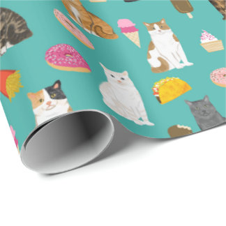 Katzen und niedliches Lebensmittelmuster Geschenkpapier