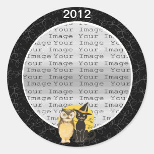 Katzen- und Owl-Halloween-Sticker Runder Aufkleber