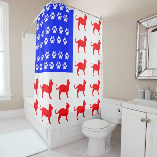 Katzen- und Paw-Flagge Duschvorhang (Beispiel)